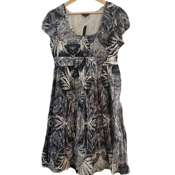 Chaudry Blue White Cotton Round Neck Cap Sleeves Dress Size M NWT - Picture 2 of 14